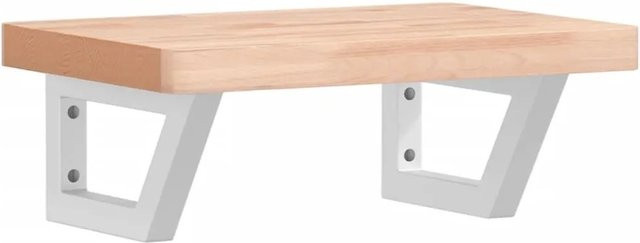vidaXL Waschbeckenregal zur Wandmontage aus Stahl und Massivholz Buche in Weiß - Bild 1