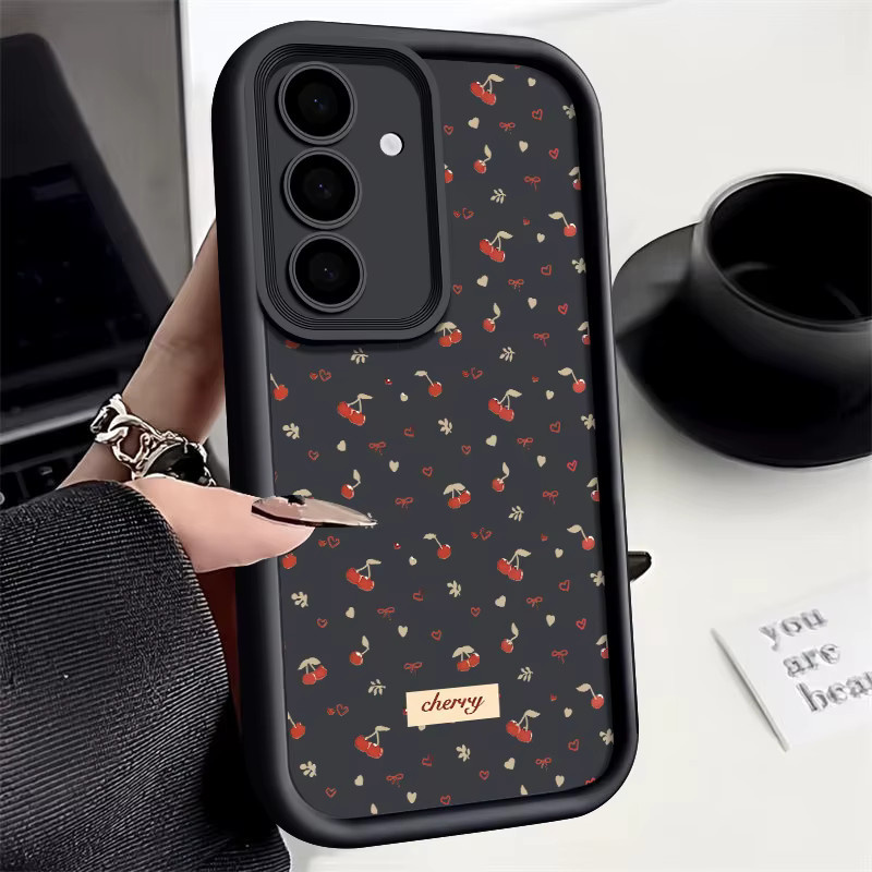Handyhülle mit Blumenmuster für Samsung Galaxy S25 Edge S24 S23 S22 Ultra S24 FE A56 A55 A54 A53 A36 A16 A15 Soft Cover in Schwarz - Bild 1