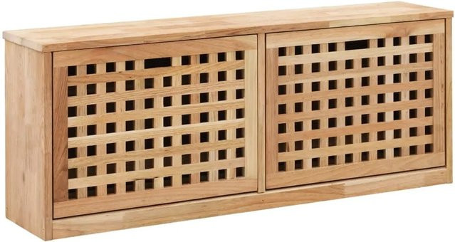 vidaXL Schuhbank aus Walnuss-Massivholz in Braun, B/T/H: 94 x 20 x 38 cm - Bild 1