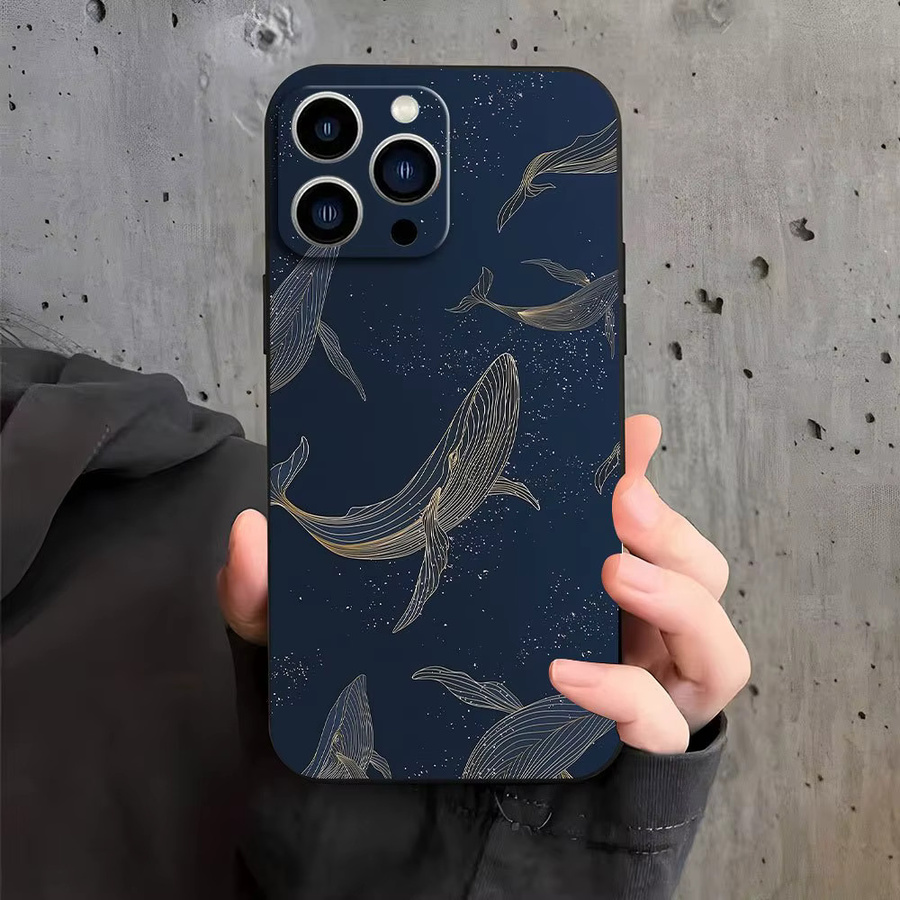 Remazy Handyhülle mit Wal-Design für iPhone, stoßfeste weiche Silikonhülle, Blau - Bild 3