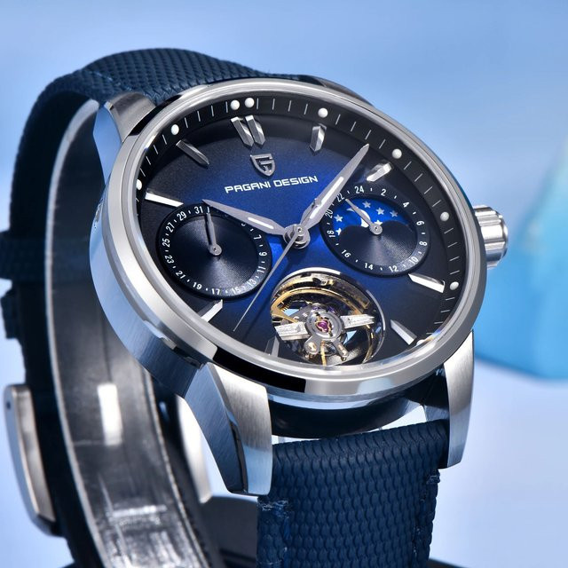 Pagani Design Armbanduhr, Automatik, Edelstahl, 41 mm, Herren, Blau - Bild 1