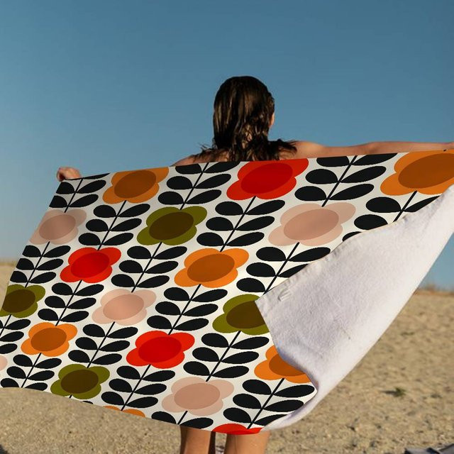 Orla Kiely Strandtuch aus Mikrofaser mit Blumenmuster, schnelltrocknend, Multicolour, B: 95 cm, H: 190 cm - Bild 1