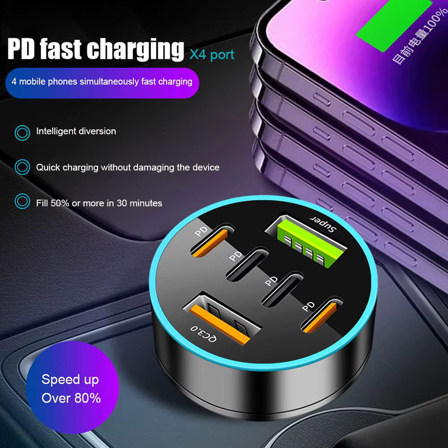 36W Auto Ladegerät mit PD und QC3.0 Schnellladefunktion, USB-A Adapter für Zigarettenanzünder, Schwarz - Bild 2