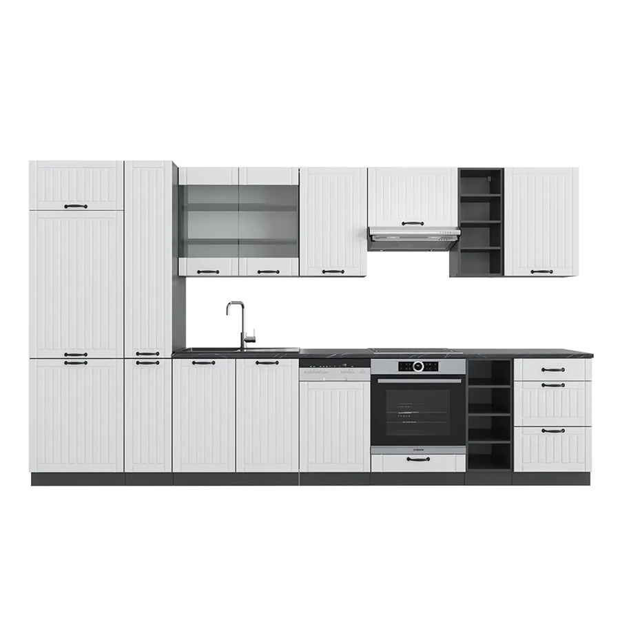 Vicco Fame-Line Küchenzeile im Landhausstil in Weiß und Anthrazit, Breite: 355 cm - Bild 2