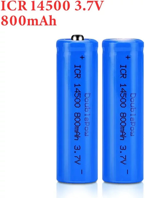 Doublepow 14500 Lithium-Ionen Akku AA, 3,7 V, 800 mAh, Blau - Bild 1
