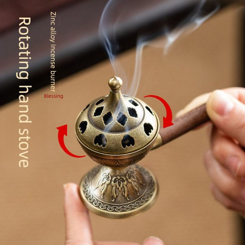 CANYAN Rotierendes Räuchergefäß aus Messing in Gold, Orientalisches Design, Rund und Stehend - Bild 1