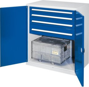 Kappes Schwerlastbeistellschrank Mod. 62 in Grau mit Doppelwandtüren, internen Schubladen, Regalböden und Schloss - Bild 1