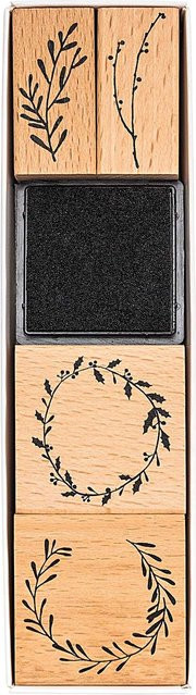 Rico Design Paper Poetry Stempelset Nostalgic Christmas Kränze in Schwarz aus Holz - Bild 1
