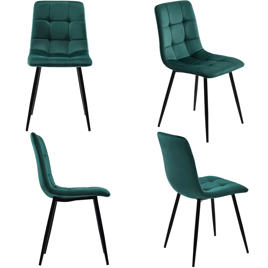 Comanlai 4er-Set Esszimmerstühle aus Samt in Grün mit Metallgestell im modernen Design - Bild 5