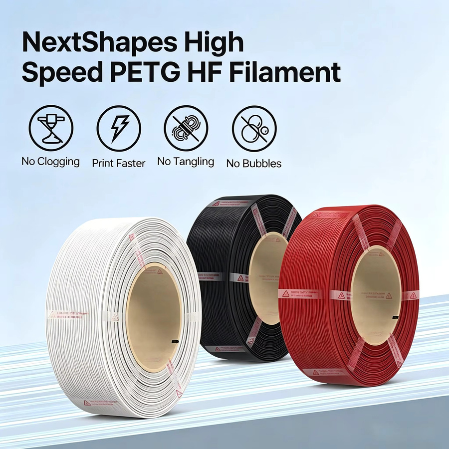 NextShapes PETG HF 3D-Drucker-Filament für FDM, Mehrfarbig Gelb, Durchmesser: 1,75 mm, 1 kg Spule - Bild 2