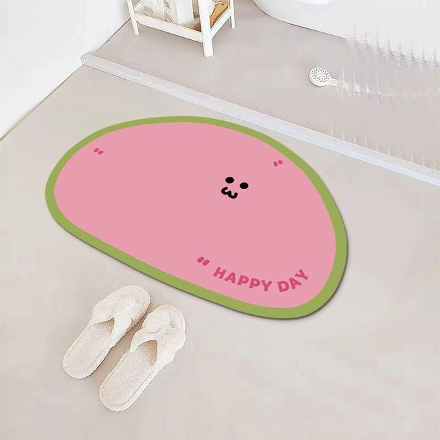 Saugfähige Diatomeenerde Fußmatte mit Cartoon-Design, rutschfest und schnelltrocknend, Farbe: Pink, B/T: 60 x 40 cm - Bild 1