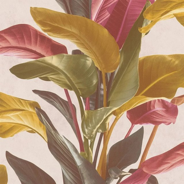 Profhome Blumen Tapete Floral Matt in Rot Gelb Braun, Vlies-Tapete mit botanischem Muster, Breite: 0,53 m, Länge: 10,05 m - Bild 1