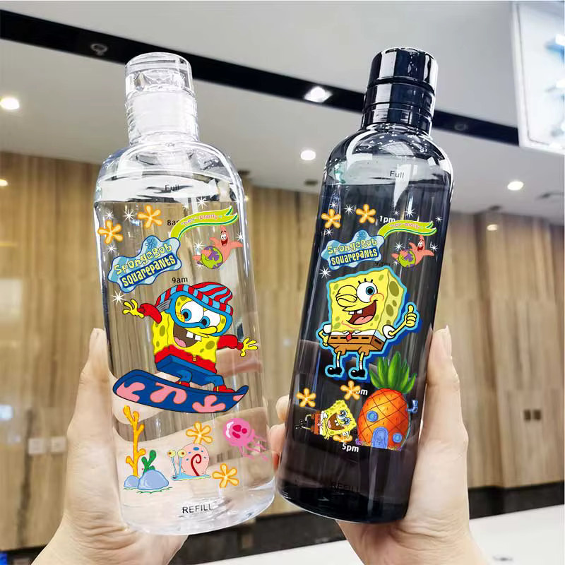 SpongeBob SquarePants Wasserbecher aus transparentem Kunststoff mit Graduierung und Schraubverschluss, BPA-frei, 500 ml oder 750 ml - Bild 2