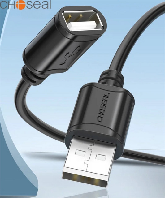 CHOSEAL USB-Verlängerungskabel 2.0 USB-A Stecker auf USB-A Buchse in Schwarz - Bild 1