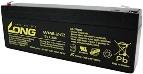 Long WP2.2-12 Bleiakku 12V 2.2Ah Blei-Vlies AGM Schwarz B/H/T: 178 x 66 x 34 mm mit 4.8mm Flachstecker - Bild 1