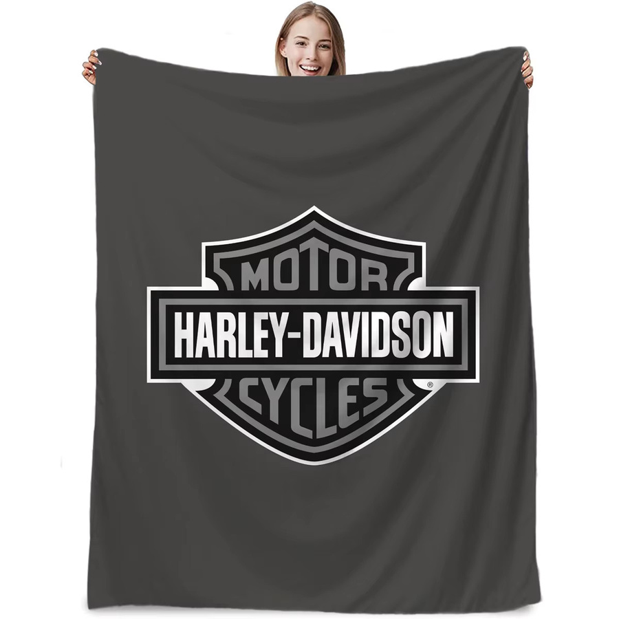 Harley Davidson Flanelldecke Grau als weiche Picknickdecke für Erwachsene - Bild 1