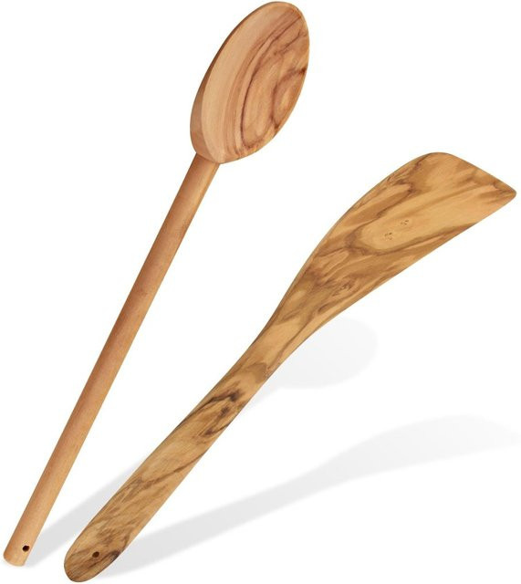 Fackelmann Küchenhelfer-Set Olive, 2-teilig, braun mit Holz und Spatel - Bild 1