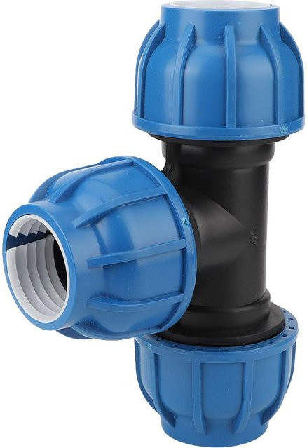 mfySpace PE Kunststoff T-Stück Wasserrohr Verbinder Blau, Durchmesser: 50 mm - Bild 1