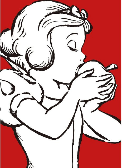 Komar Wandbild Snow White Paper Poster in Weiß und Rot, Breite: 50 cm, Höhe: 70 cm - Bild 1