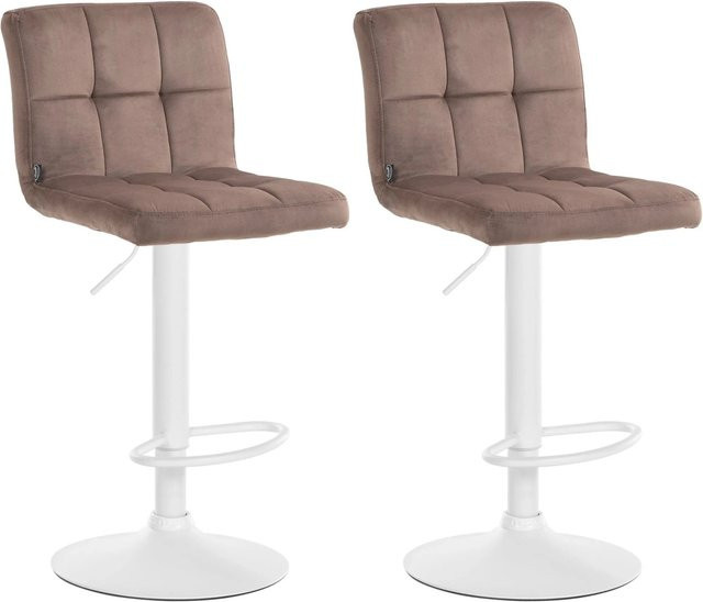 2er Set DELUKE Barhocker REZAR aus Samt in Braun mit Lehne und 360 Grad Drehsitz, B/T/H: 46 x 47 x 94 cm - Bild 1