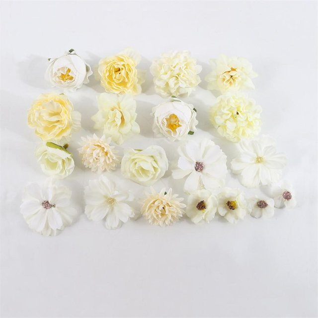 LChome Künstlicher Blütenkopf in Weiß für Wanddekoration, Hochzeitsblumen und DIY-Haarschmuck, 1 Beutel - Bild 1