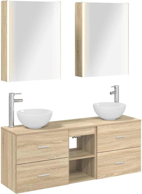vidaXL Badezimmerschrank-Set 5-teilig Sonoma-Eiche, Farbe Braun, B/T/H: 53 x 15,5 x 70 cm - Bild 1