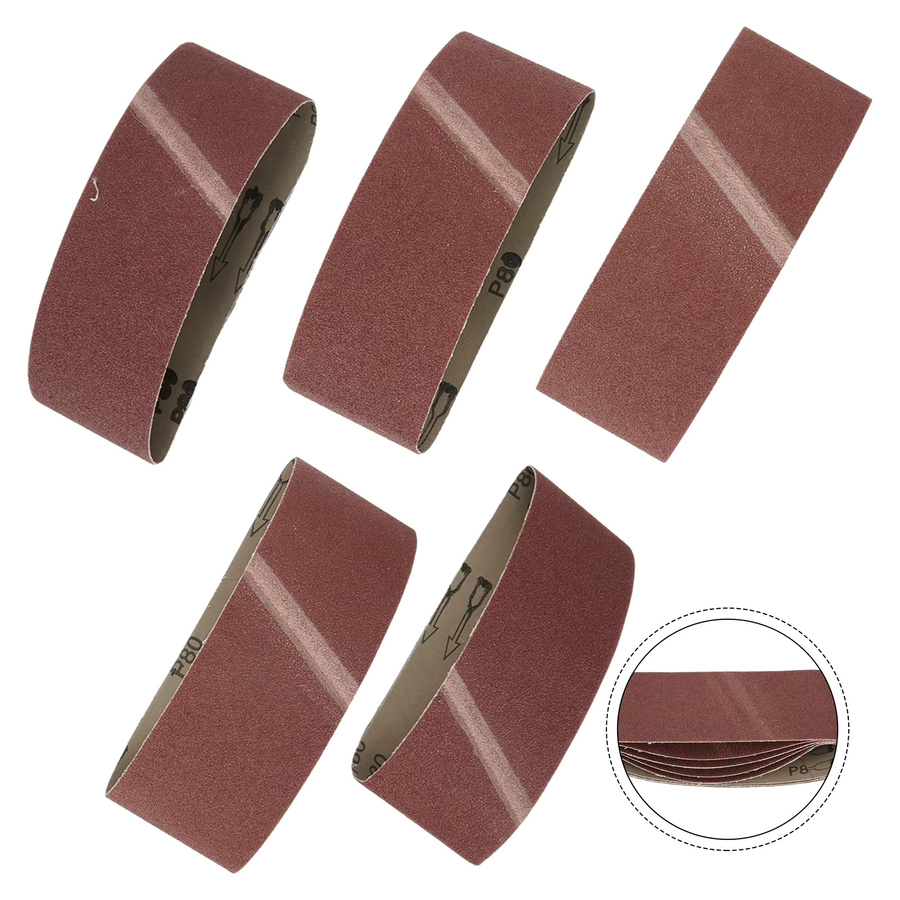 Vibratite Schleifbänder Set aus 5 Stück, Aluminiumoxid, Antistatisch, Rot, B/H: 7,5 x 45,7 cm - Bild 3