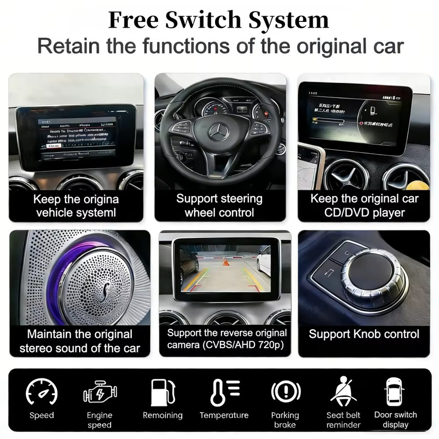 BONROAD Kabelloses CarPlay und Android Auto Navigationsmodul für Mercedes Benz A B C E Klasse GLA CLA GLC GLK NTG4.5 NTG4.7 NTG5.0 in Schwarz mit Wi-Fi und Bluetooth - Bild 6