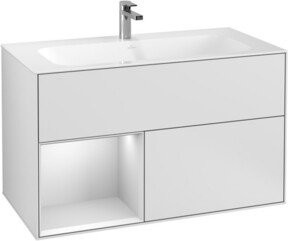 V&B Finion Waschtischunterschrank mit LED-Wandbeleuchtung, Weiß lackiert, B: 99,6 cm, H: 59,1 cm - Bild 1