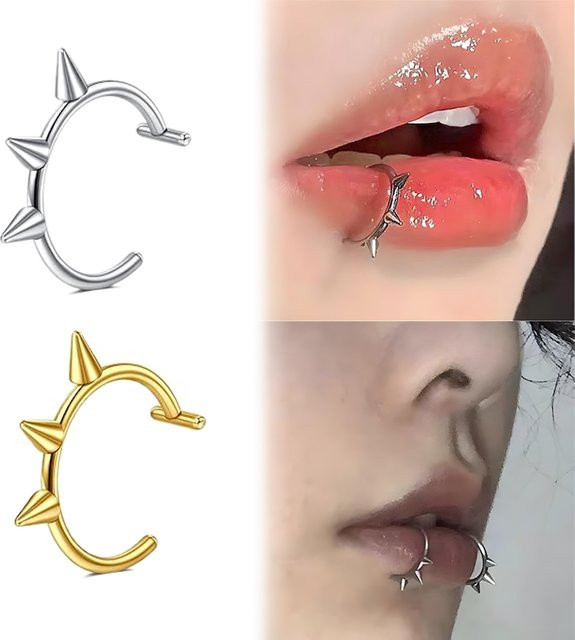Nasenring Clip-On, Edelstahl, Silber, Damen, 2 Stück Set - Bild 1