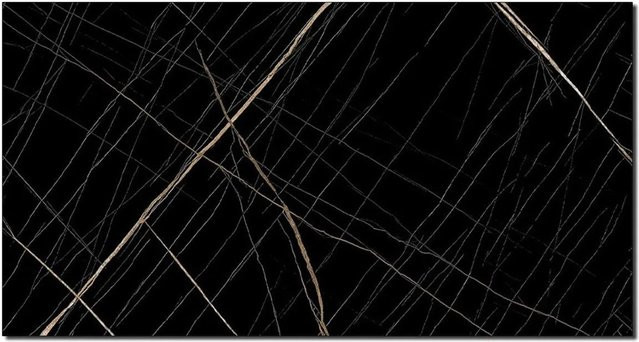 Aluverbund24 PVC Wandpaneele Sahara-Black in Marmor-Optik Hochglanz, B: 60 cm, H: 120 cm - Bild 1