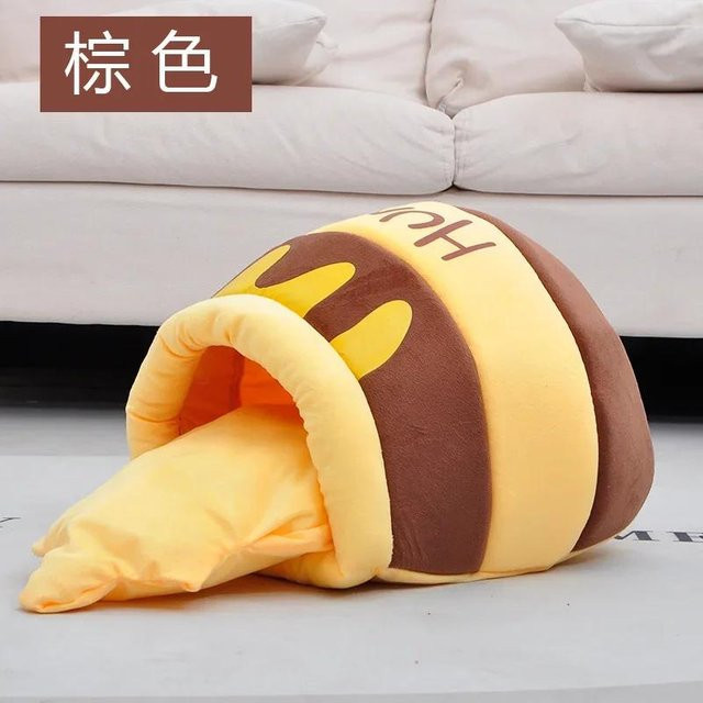 Yiran Furniture Warmes Katzenbett Honigtopf Design für Katzen und Hunde, B/T/H: 37 x 21 x 25 cm - Bild 1
