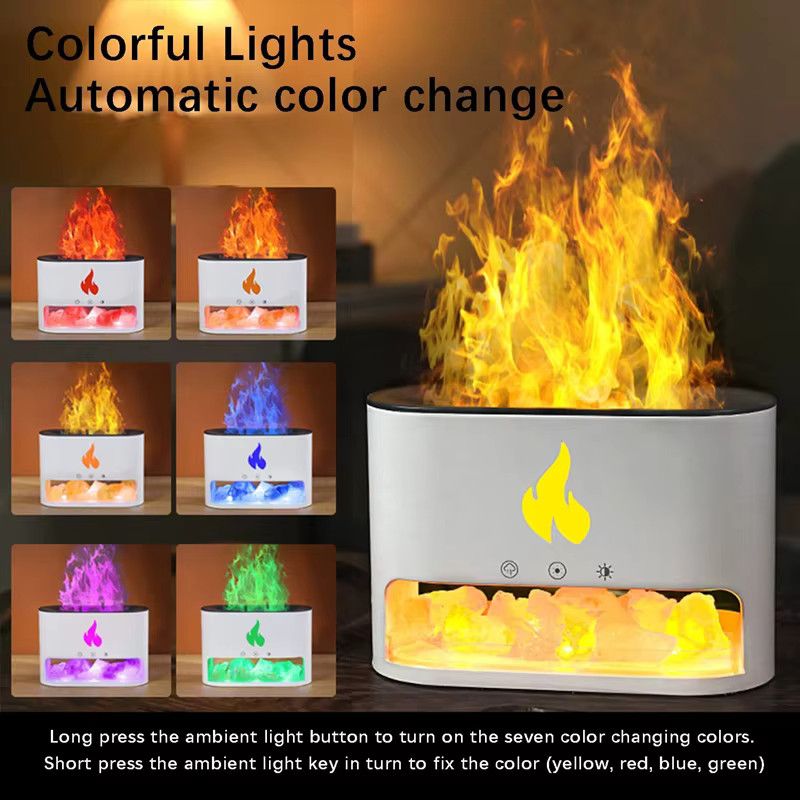 DUTRIEUX Kamin-Luftbefeuchter mit Kristallsalz und 7-Farben-Flammen-Effekt, Aroma-Diffusor in Schwarz und Multicolor - Bild 3