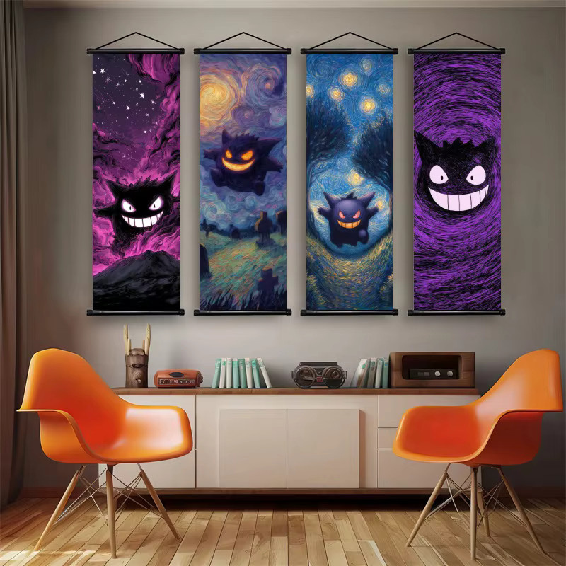 Pokemon Gengar Wandbehang Takara Tomy Anime Scroll Art Tuch Multicolor - Bild 2
