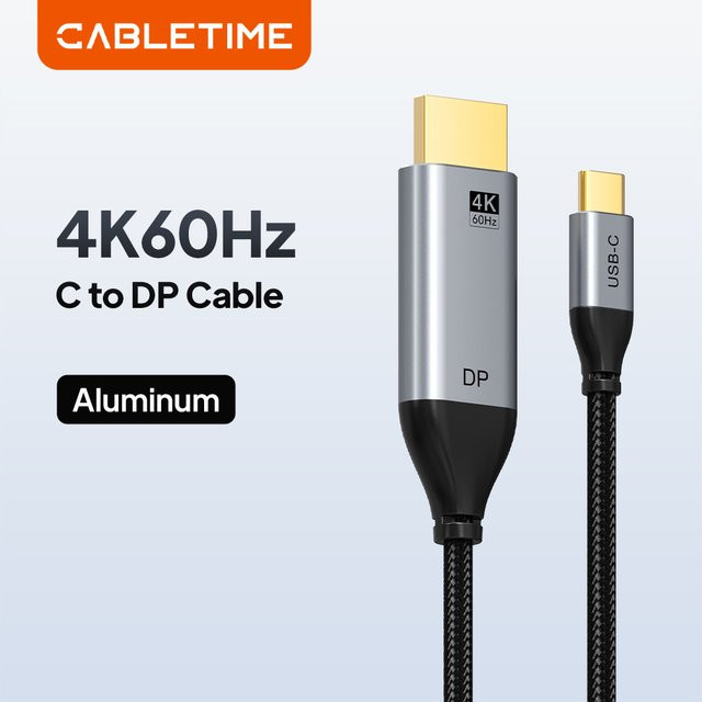 CABLETIME USB-C auf DisplayPort Kabel für Thunderbolt 3 und USB 3.1 Typ C zur 4K 60Hz Videoübertragung - Bild 1