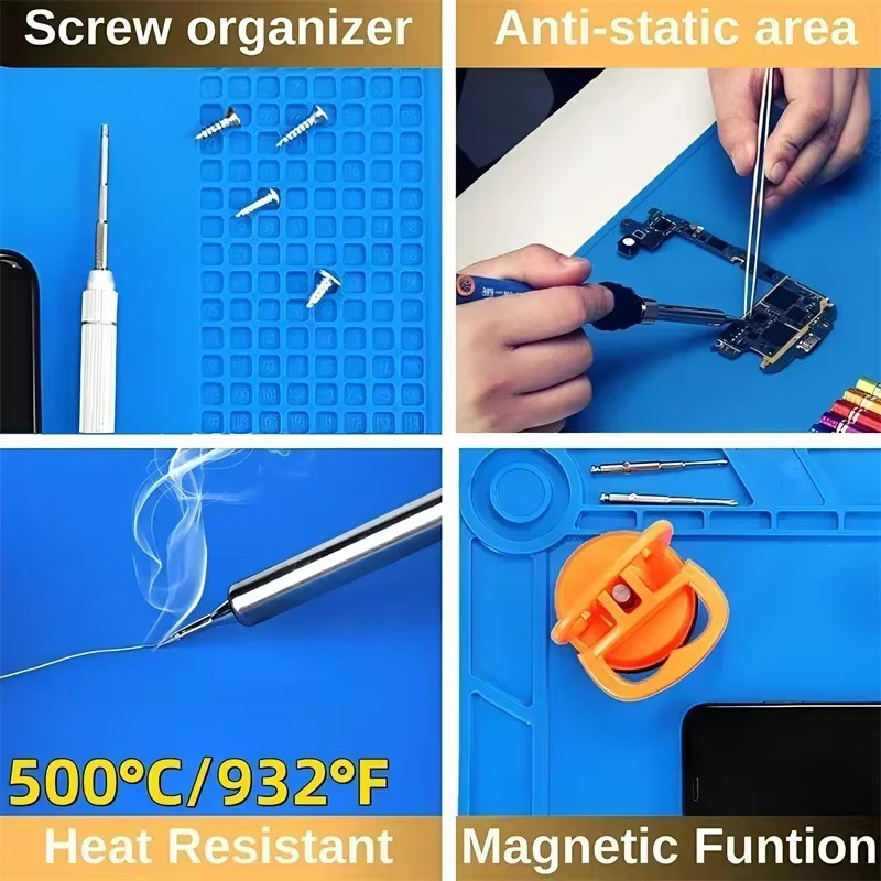 EQZ Silikon-Lötpad S-160 Blau Magnetische Wärmeisolierungsmatte für Schweißstationen und Reparaturen - Bild 2