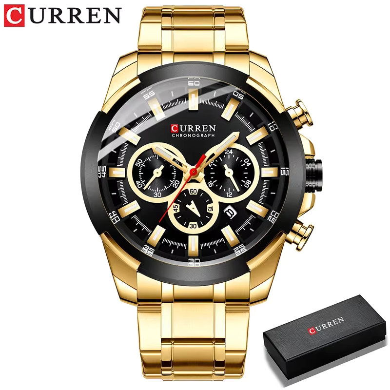 CURREN Armbanduhr, Quarz, Edelstahl, Schwarz, Silber, Herren - Bild 3