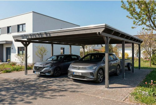SKANHOLZ Carport Emsland aus Fichte mit Flachdach aus verzinktem Stahl in Schiefergrau, B: 609 cm, T: 846 cm, H: 248 cm - Bild 1