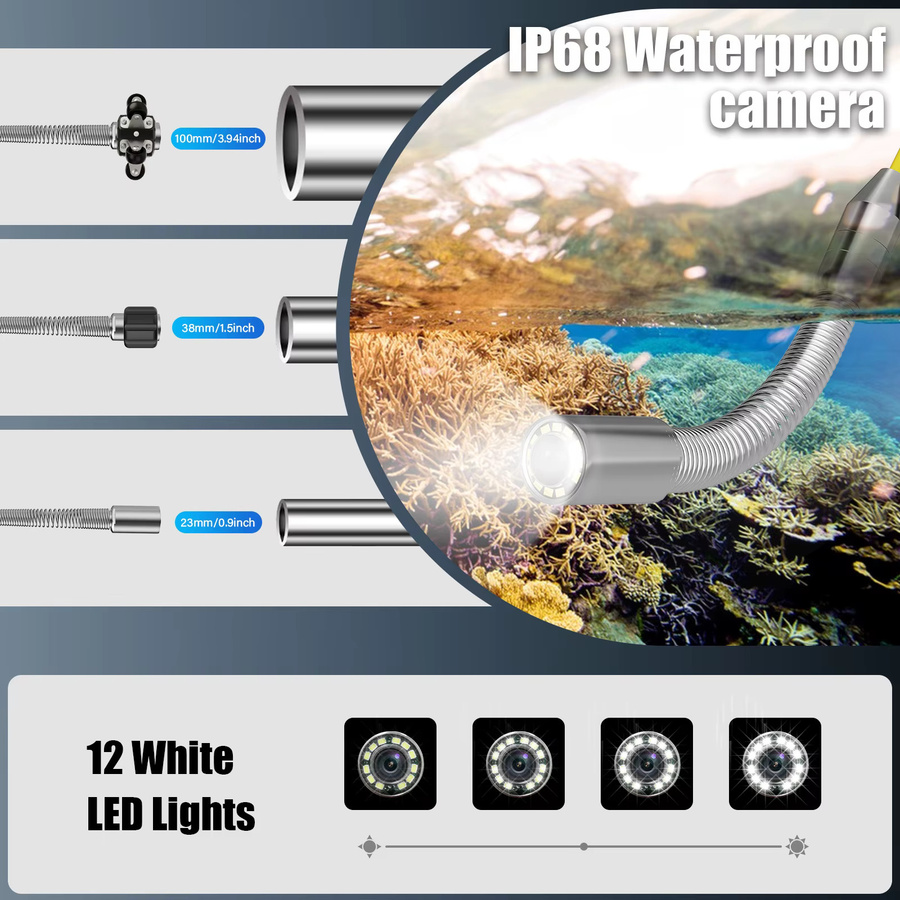 MAOTEWANG Kanalinspektionskamera mit 7-Zoll-Display, 30m Kabel und IP68 Wasserdichtigkeit, Industrielle Abflussrohr-Endoskopkamera mit 16GB DVR für 17mm/23mm Rohre - Bild 2