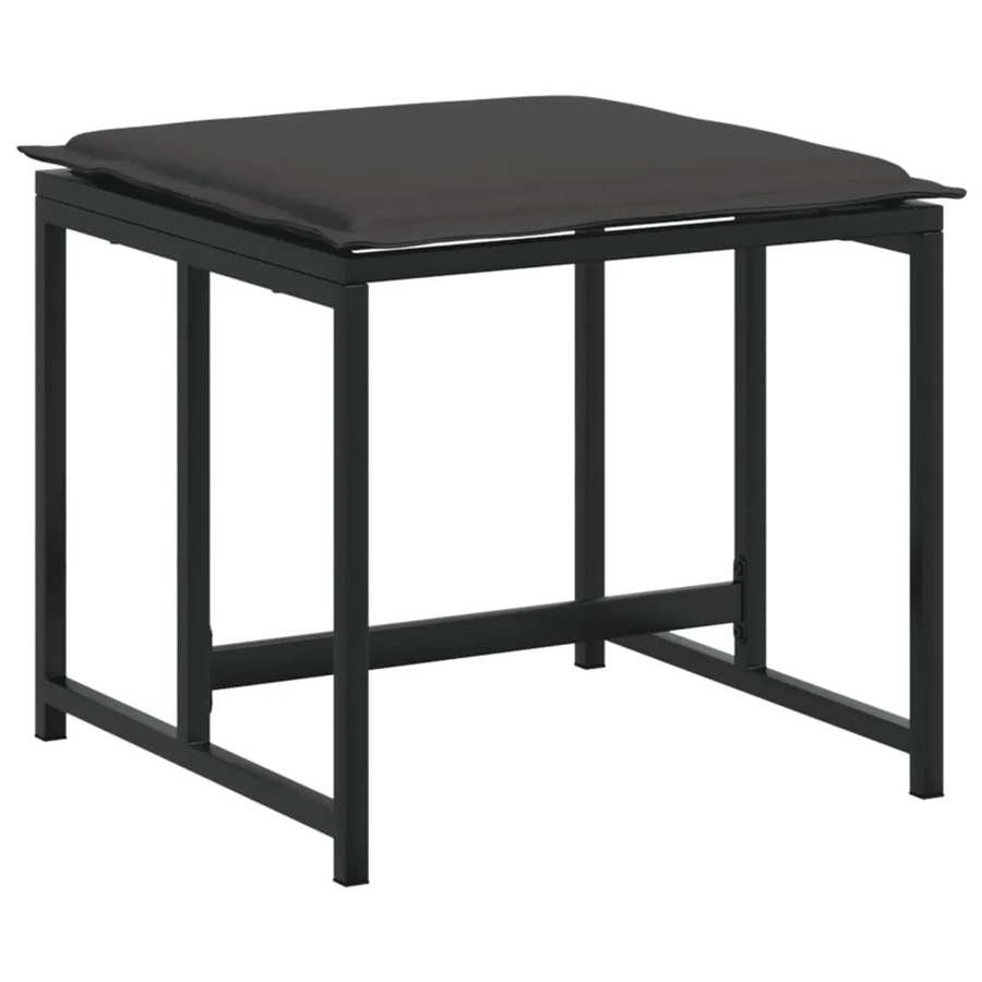 vidaXL Gartenhocker Set 4 Stück in Schwarz und Grau aus Stahl und Textilene - Bild 2