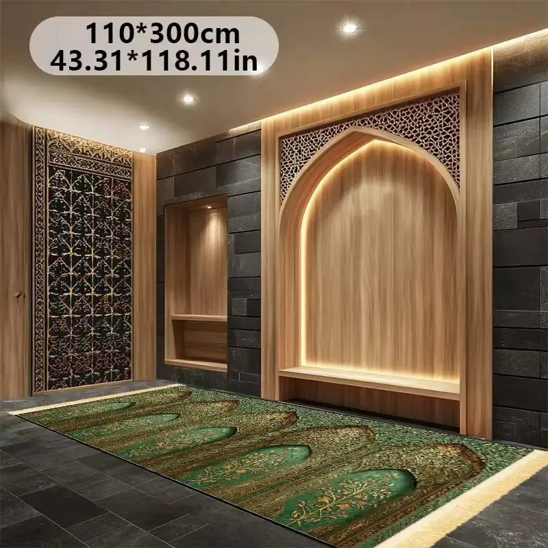 VIKAMA Muslimische Gebetsmatte mit Quasten in Grün, orientalisch und faltbar - Bild 4
