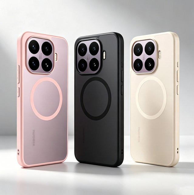 Original Skin Feel Magnetische Silikon Handyhülle für Xiaomi 17T Pro, 17 Ultra, 17 Pro Max und 15T Pro in Transparent oder Schwarz mit Stoßfänger-Schutz - Bild 1