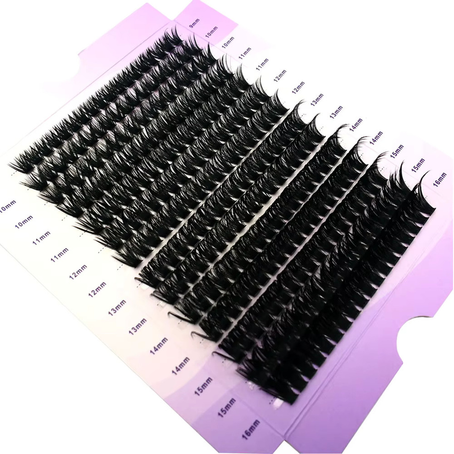 Anlinnet Falsche Wimpern, Schwarz, Natürlich, 252 Cluster, 9–16 mm - Bild 4