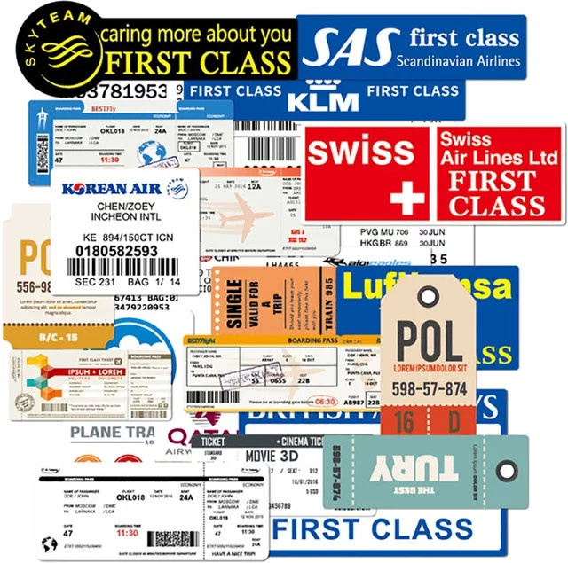 GOGOTU Boarding Pass Flugtickets Graffiti Aufkleber, 30-teiliges Set - Bild 1