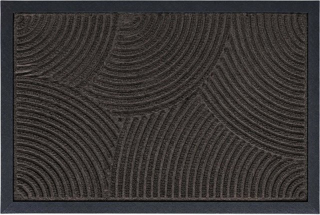Relaxdays Fußmatte aus Polypropylen in Schwarz mit Wellenmuster, rutschfest und modern, B/T/H: 60 x 40 x 1 cm - Bild 1