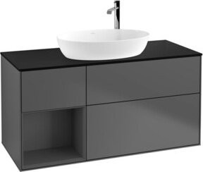 V&B Finion Waschtischunterschrank mit Wandbeleuchtung, Anthrazit lackiert, B: 120 cm, H: 60,3 cm, T: 50,1 cm - Bild 1