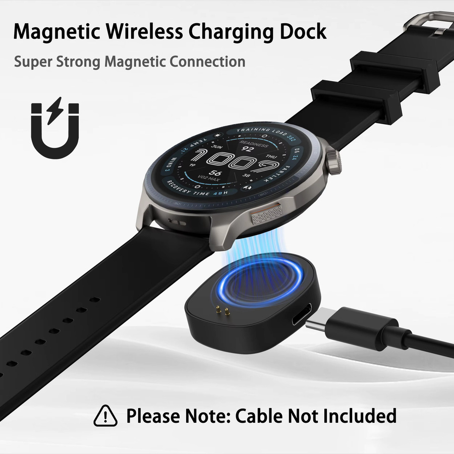Kabelloser Ladeadapter für Amazfit Balance 2, Balance, T-Rex 3 und Helio Smartwatch, Ersatz-Ladestation in Schwarz - Bild 4