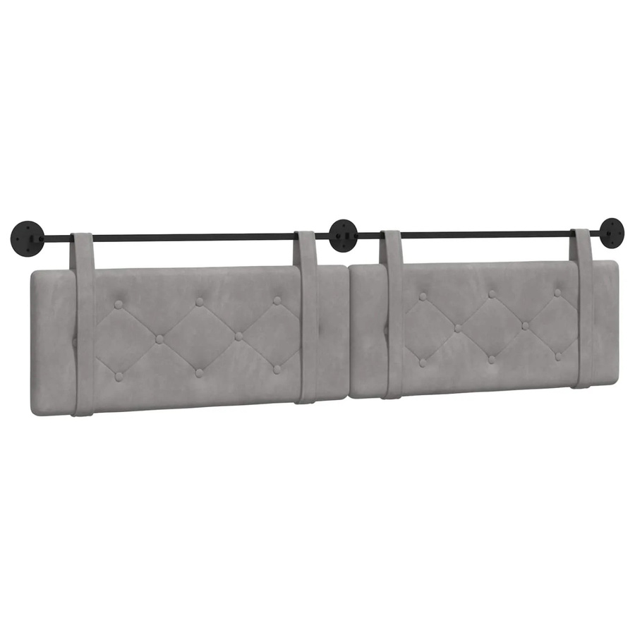 vidaXL Wandmontiertes Polsterpaneel aus Samt in Hellgrau, B/H/T: 210 x 55 x 5 cm - Bild 2