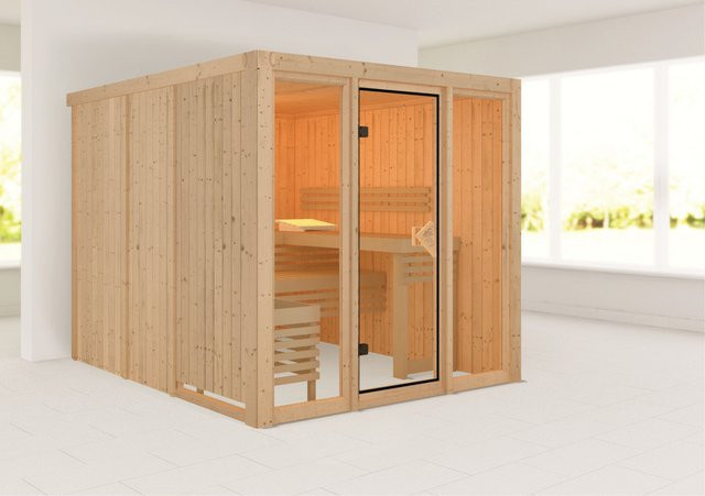 Karibu Sauna ASKJA aus nordischer Fichte mit Softline-Profilholz, B/T/H: 216 x 198 x 234 cm - Bild 1