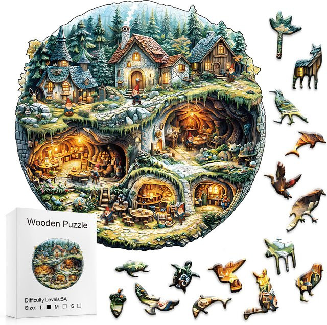 Supretty Rundes Holzpuzzle Märchenwald-Zwergdorf, ab 14 Jahre - Bild 1